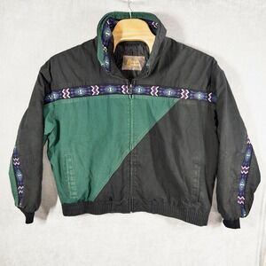 Vtg David James Aztec Navajo Western Duck Canvas Jacket Mens XL Made In USA